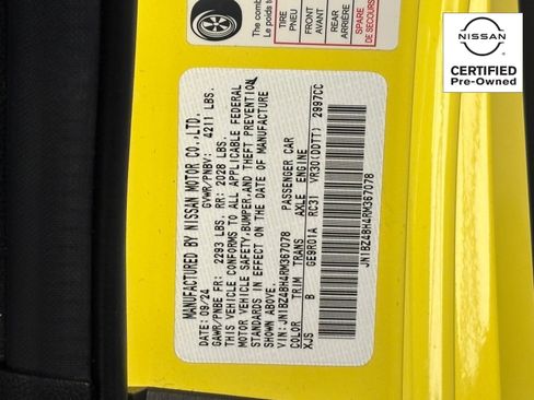 Certified 2024 Nissan Z Performance w/ Floor Mat Package image 30