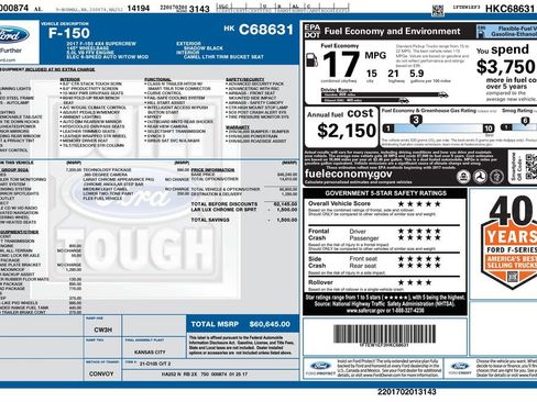 Used 2017 Ford F150 Lariat w/ Equipment Group 502A Luxury AWD/4WD image 37