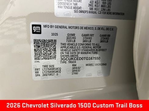 New 2026 Chevrolet Silverado 1500 Custom Trail Boss image 25