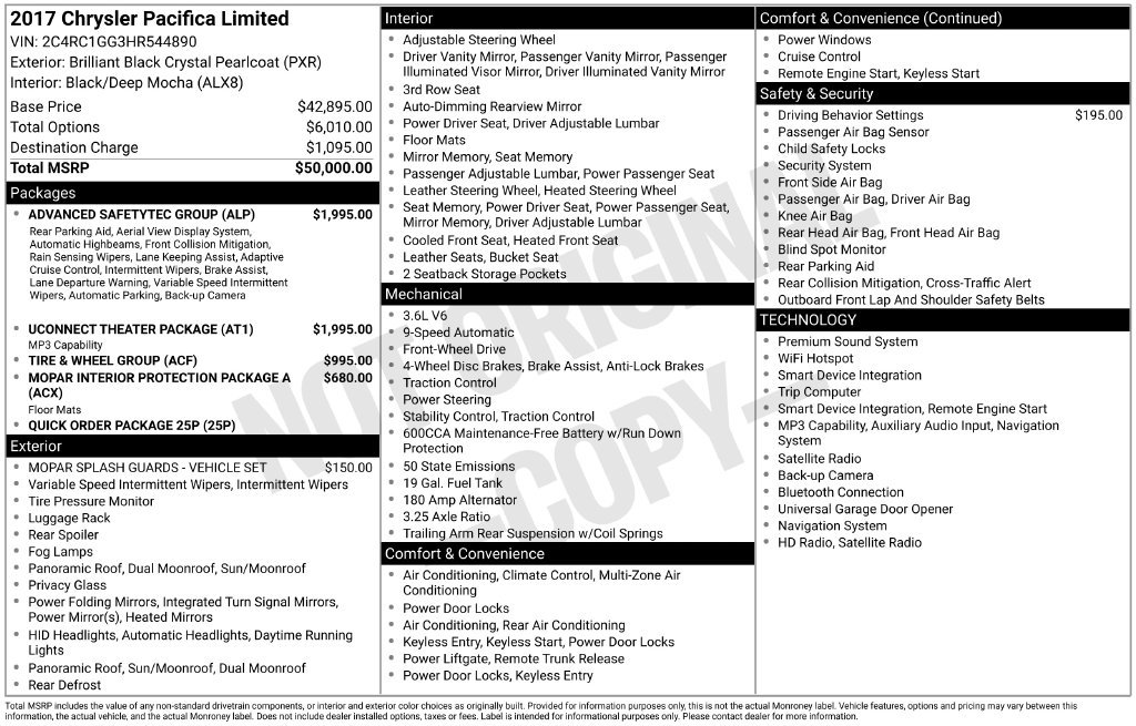 Used 2017 Chrysler Pacifica Limited w/ UConnect Theater Package FWD image 1