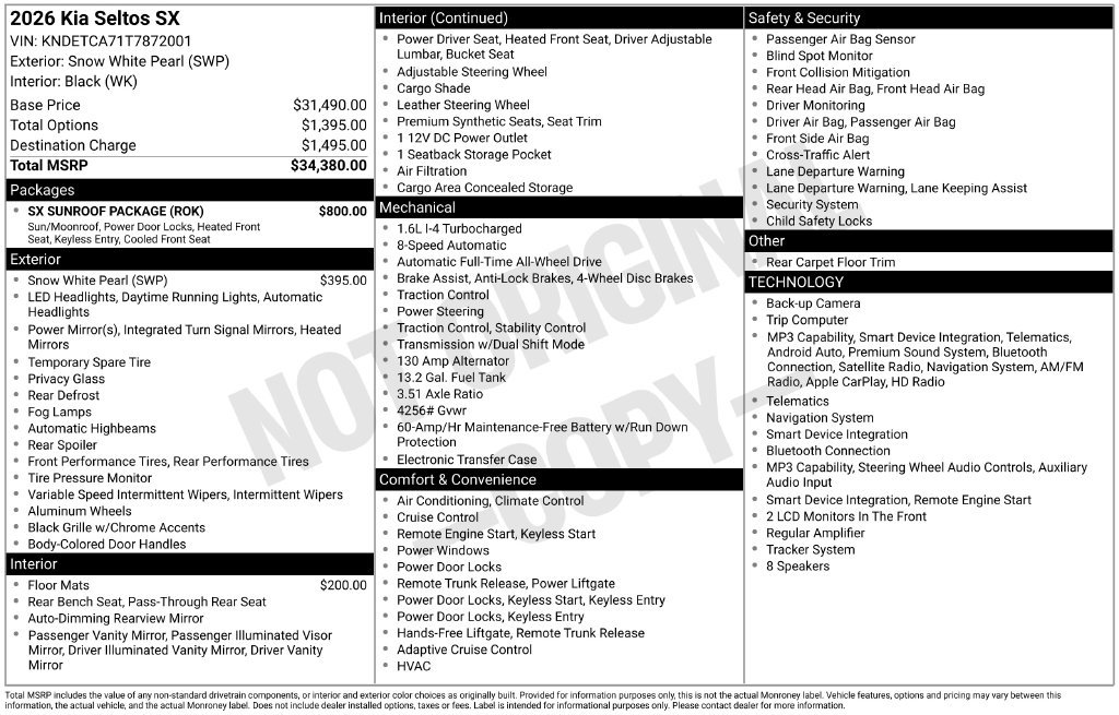 Used 2026 Kia Seltos SX w/ SX Sunroof Package AWD/4WD image 31