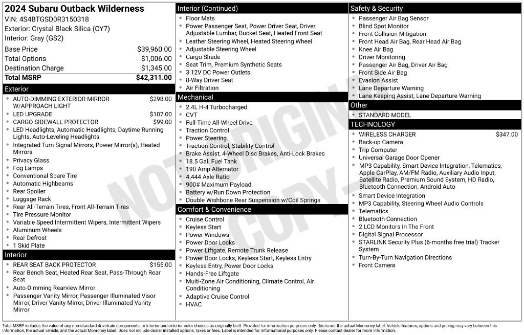Used 2024 Subaru Outback Wilderness AWD/4WD image 2