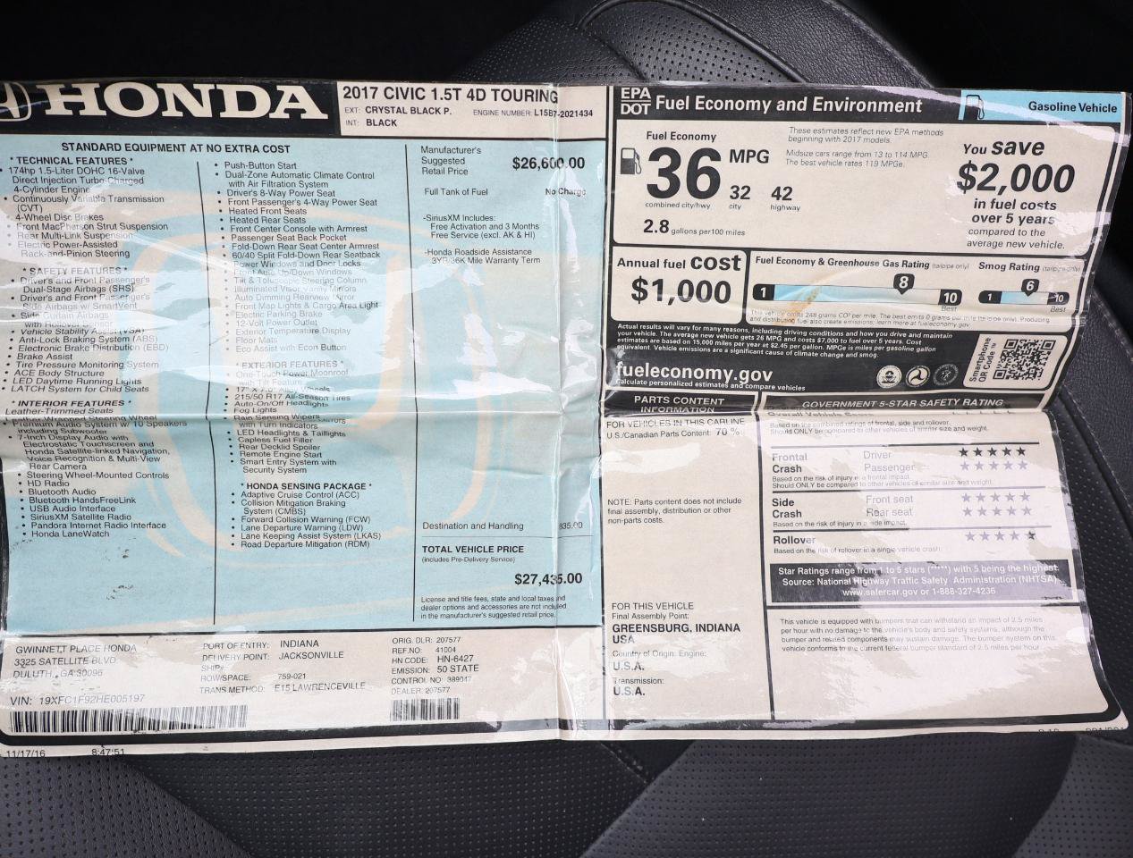Used 2017 Honda Civic Touring image 56