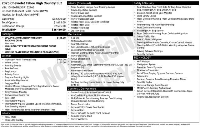 Certified 2025 Chevrolet Tahoe High Country AWD/4WD image 5