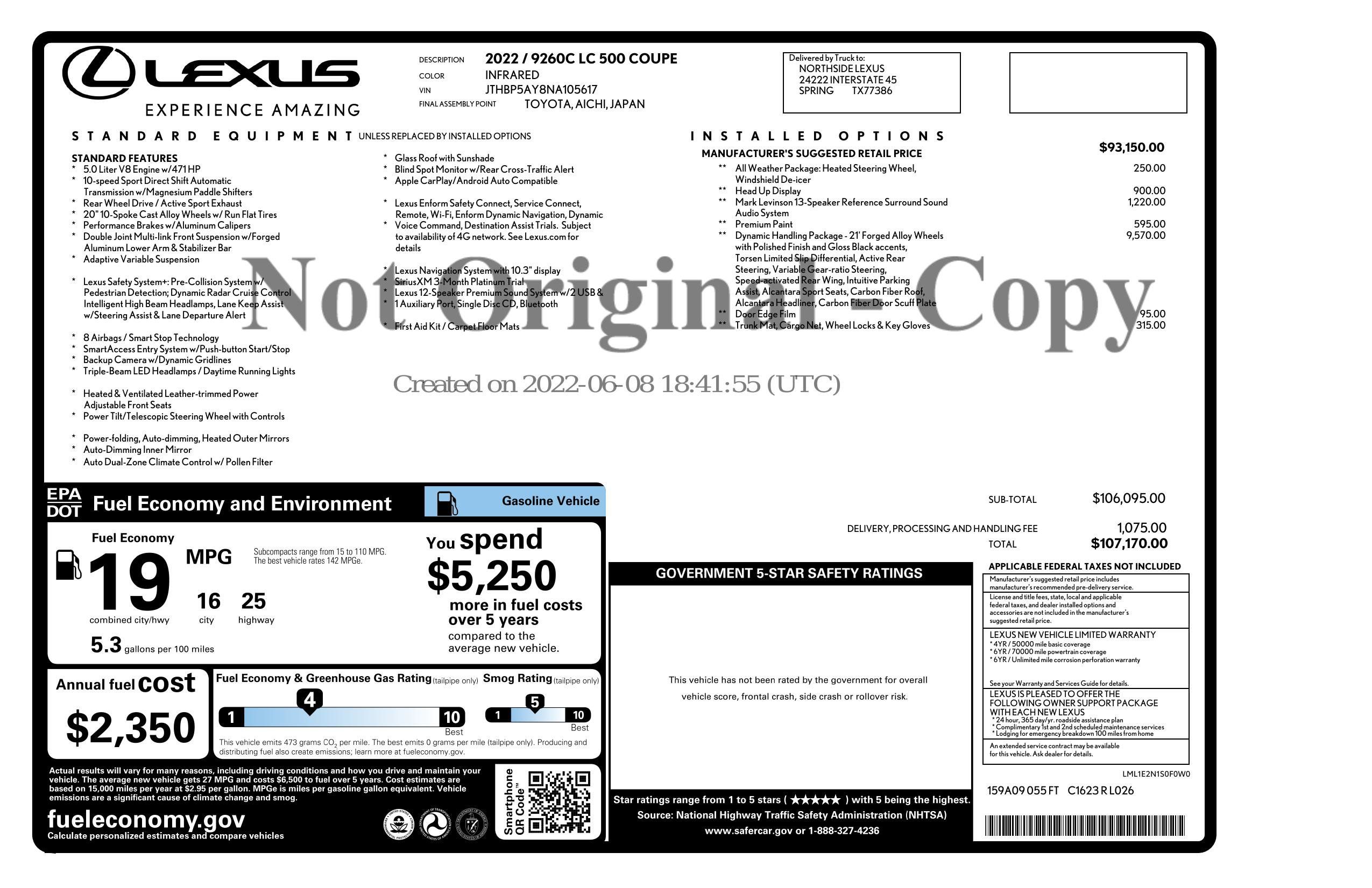 Used 2022 Lexus LC 500 Coupe w/ Dynamic Handling Package RWD image 3