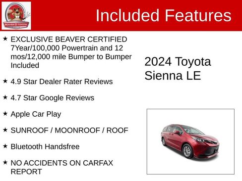 Used 2024 Toyota Sienna LE w/ LE Plus Package AWD/4WD image 4