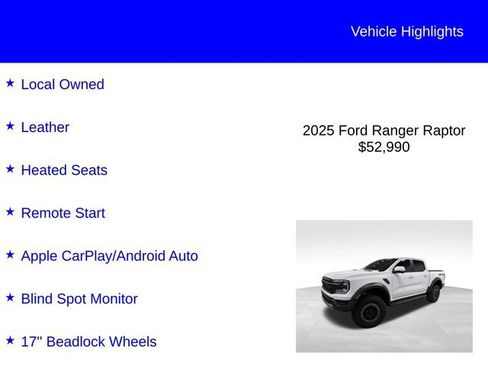 Certified 2025 Ford Ranger Raptor AWD/4WD image 3