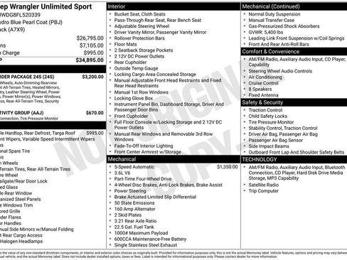 Used 2015 Jeep Wrangler Unlimited Sport w/ Quick Order Package 24S AWD/4WD image 9