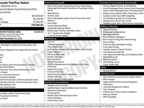 New 2026 Chrysler Pacifica Select w/ S Appearance Package image 25