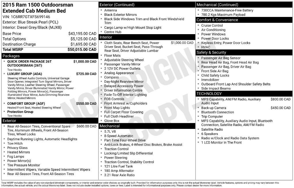 Used 2015 RAM 1500 Outdoorsman AWD/4WD image 3