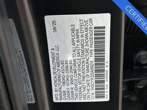 Certified 2025 Honda Accord LX image 32