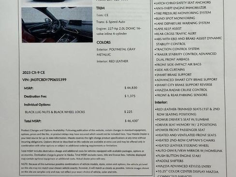 Used 2023 MAZDA CX-9 Carbon Edition AWD/4WD image 2