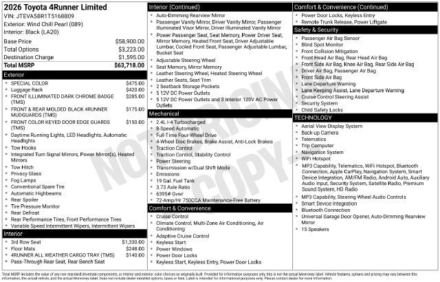New 2026 Toyota 4Runner Limited AWD/4WD image 1