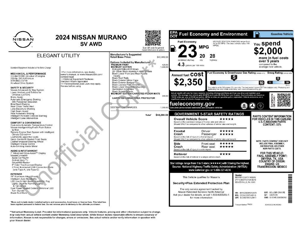Used 2024 Nissan Murano SV w/ SV Midnight Edition Package AWD/4WD image 3