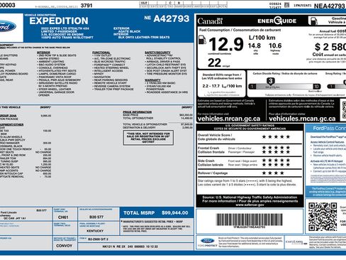 Used 2022 Ford Expedition Limited w/ Equipment Group 304A AWD/4WD image 2