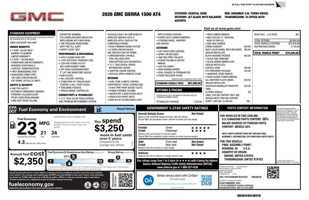 New 2026 GMC Sierra 1500 AT4 w/ Technology Package AWD/4WD image 5