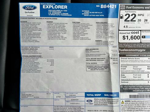 Used 2022 Ford Explorer XLT w/ Equipment Group 202A image 45