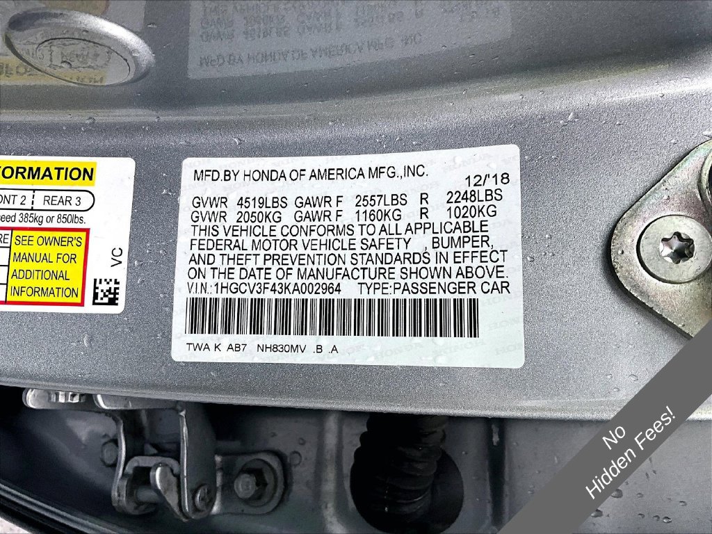 Used 2019 Honda Accord EX image 23