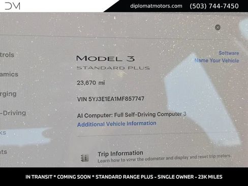Used 2021 Tesla Model 3 Standard Range Plus RWD image 7