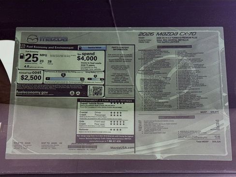 New 2026 MAZDA CX-70 3.3 Turbo S w/ Premium Plus AWD/4WD image 20