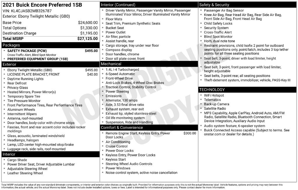 Used 2021 Buick Encore Preferred w/ Safety Package FWD image 19