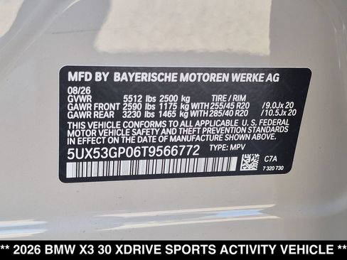 New 2026 BMW X3 xDrive30i AWD/4WD image 20