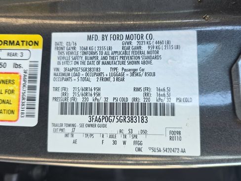 Used 2016 Ford Fusion S FWD image 16