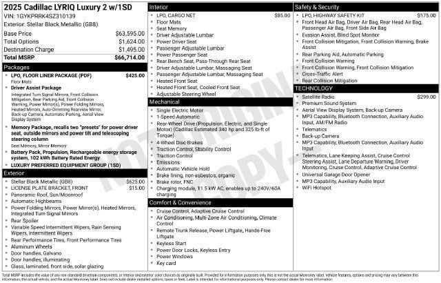 Certified 2025 Cadillac Lyriq Luxury w/ LPO, Floor Liner Package RWD image 34