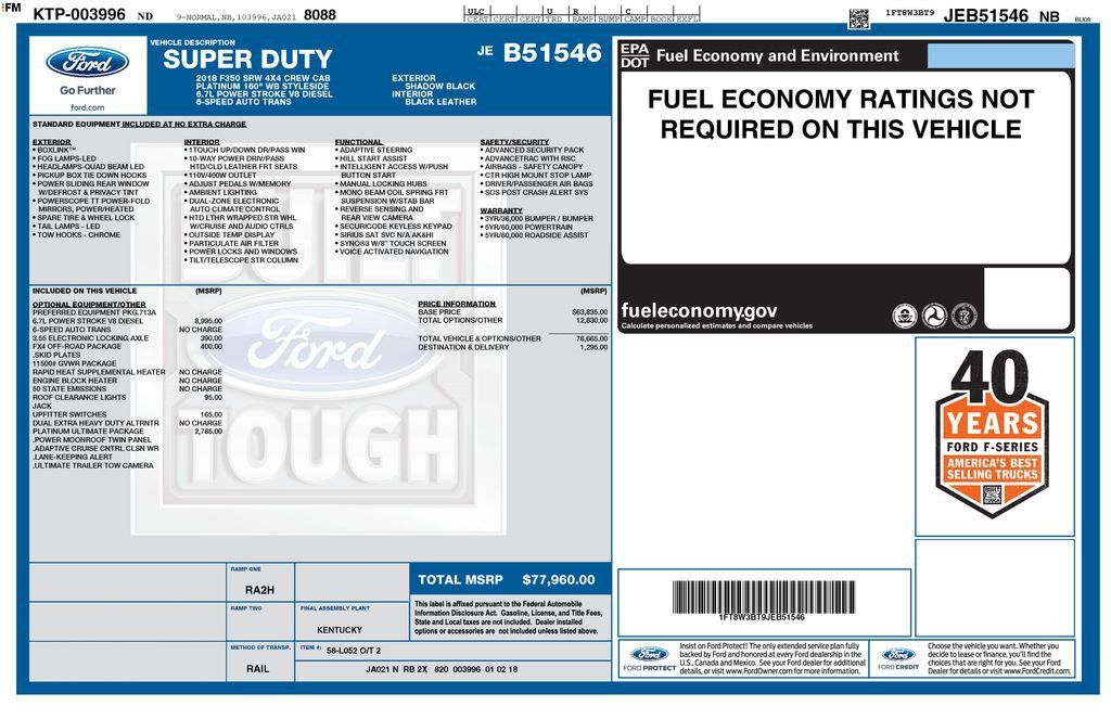 Used 2018 Ford F350 Platinum w/ Platinum Ultimate Package AWD/4WD image 4