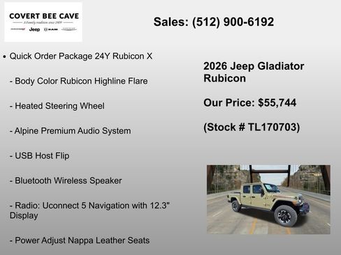 New 2026 Jeep Gladiator Rubicon AWD/4WD image 12