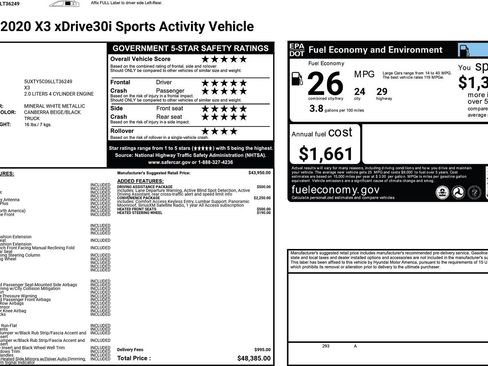 Used 2020 BMW X3 xDrive30i w/ Convenience Package AWD/4WD image 56