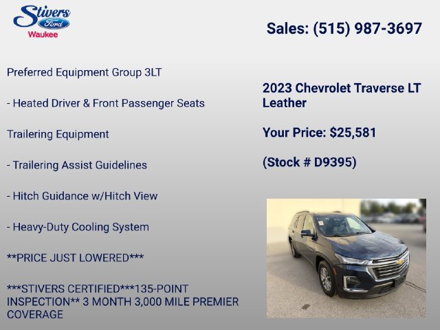 Used 2023 Chevrolet Traverse LT w/ LPO, Floor Liner Package AWD/4WD image 8