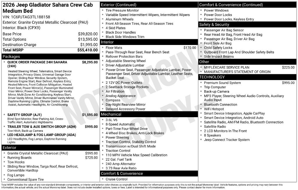 New 2026 Jeep Gladiator Sport AWD/4WD image 33