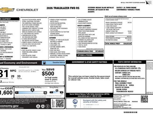 New 2026 Chevrolet TrailBlazer RS w/ Driver Confidence Package FWD image 5