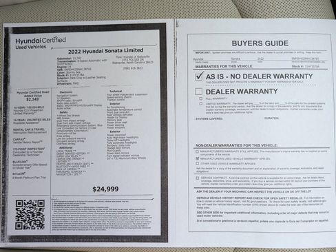 Certified 2022 Hyundai Sonata Limited w/ Cargo Package FWD image 33