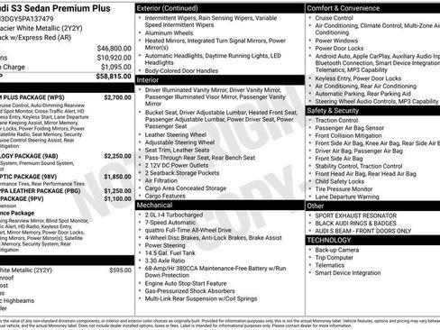Used 2023 Audi S3 Premium Plus w/ Premium Plus Package AWD/4WD image 6