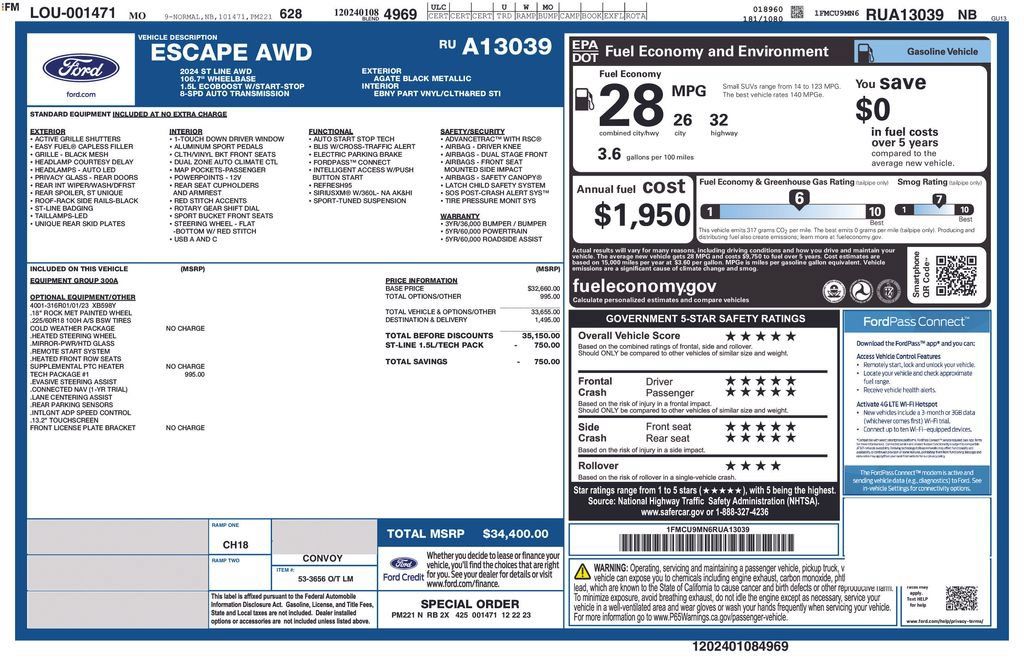 Used 2024 Ford Escape ST-Line w/ Tech Pack #1 AWD/4WD image 39