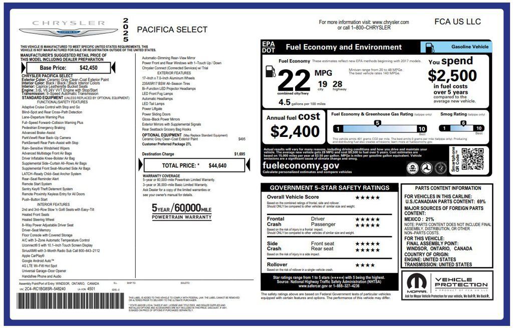 Certified 2025 Chrysler Pacifica Select FWD image 4