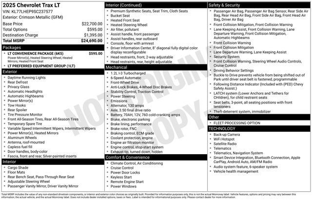 Used 2025 Chevrolet Trax LT w/ LT Convenience Package FWD image 27