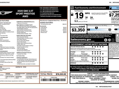 Used 2025 Genesis G80 3.5T Sport Prestige image 3