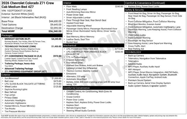 New 2026 Chevrolet Colorado Z71 w/ Midnight Edition AWD/4WD image 4