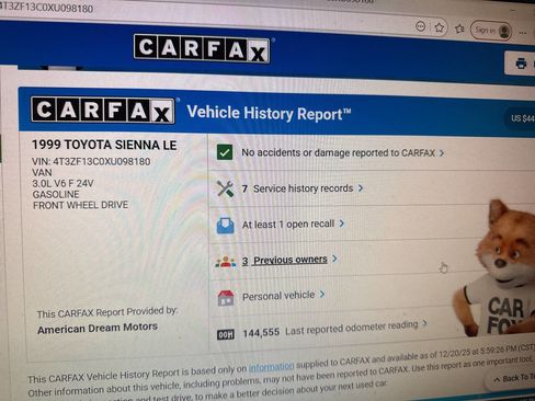 Used 1999 Toyota Sienna LE image 10