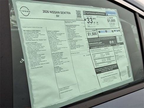 New 2026 Nissan Sentra SV w/ SV Convenience Package image 18