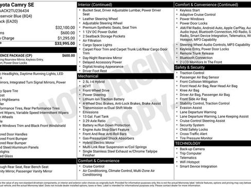 Used 2026 Toyota Camry SE w/ Convenience Package FWD image 33