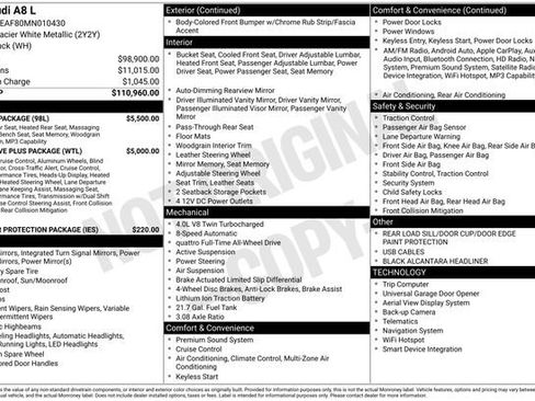 Used 2021 Audi A8 L 4.0T w/ Luxury Package image 7