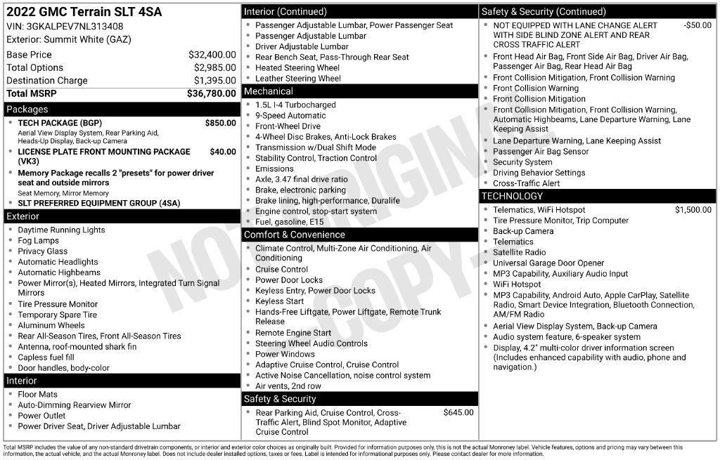Used 2022 GMC Terrain SLT w/ Tech Package FWD image 5