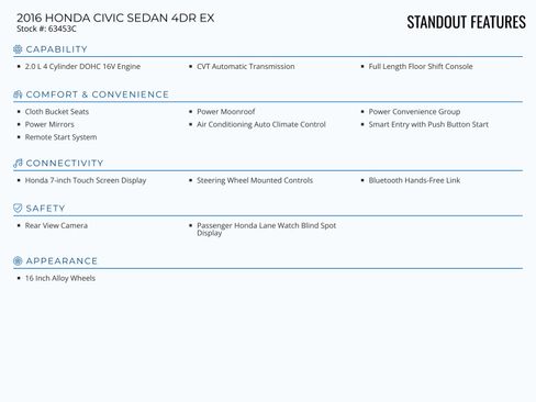 Used 2016 Honda Civic EX image 2