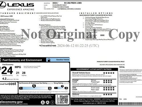 Used 2024 Lexus RX 350 Premium Plus w/ Convenience Package AWD/4WD image 2