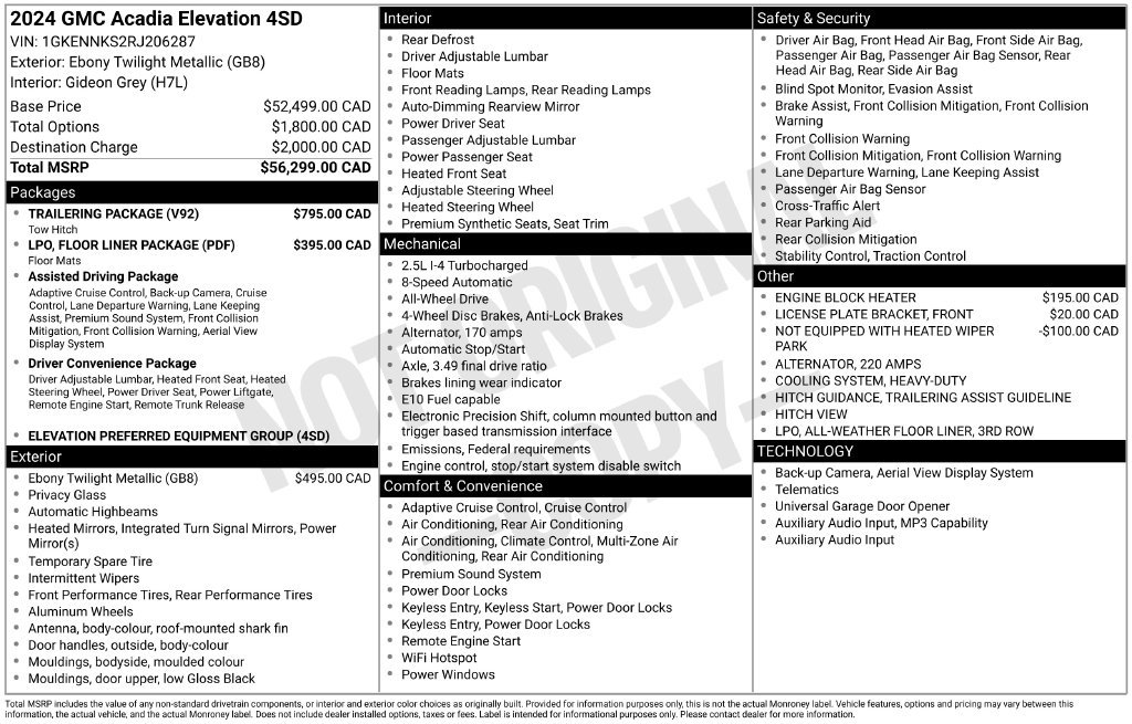 Used 2024 GMC Acadia Elevation w/ Trailering Package AWD/4WD image 76