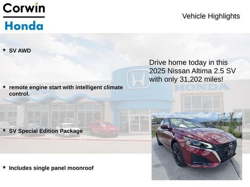 Used 2025 Nissan Altima 2.5 SV w/ SV Special Edition Package AWD/4WD image 7